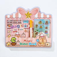Kawaii Magic Water Coloring Book Set with Refillable Pen – Reusable No-Mess Painting Activity Book for Kids & Toddlers