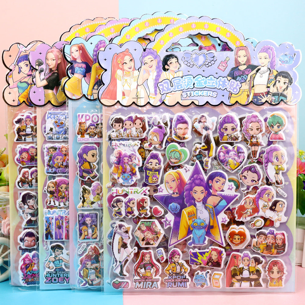 KPOP Demon Hunters Puffy Stickers Pack – 3D Waterproof Cartoon Anime Stickers for Laptop, Phone, Journal, Scrapbook & DIY Decoration