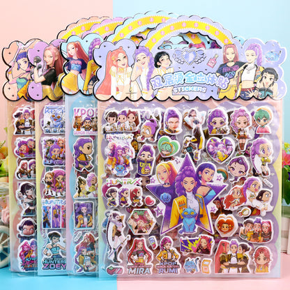 KPOP Demon Hunters Puffy Stickers Pack – 3D Waterproof Cartoon Anime Stickers for Laptop, Phone, Journal, Scrapbook & DIY Decoration