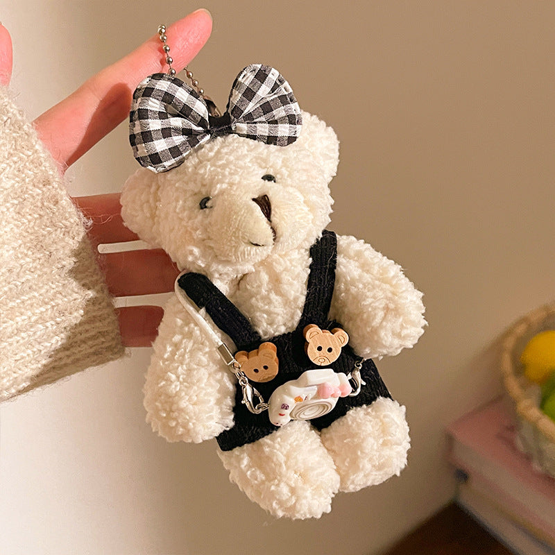 Kawaii Teddy Bear Plush Keychain Bag Charm – Mini Soft Toy Bear Pendant (3 Cute Variants)
