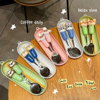 Zootopia Cartoon Character Cutlery Set with Case – Nick Wilde, Judy Hopps, Flash Sloth, Clawhauser & Bellwether Portable Spoon Fork Chopsticks Lunch Set