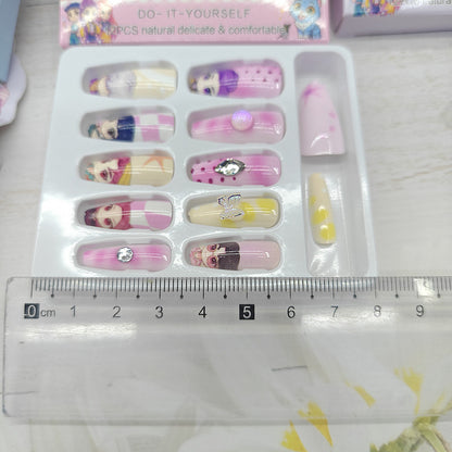 KPOP Demon Hunters Press On Nails Set – Kawaii Reusable Fake Nails for Girls | DIY Cartoon Nail Art Tips