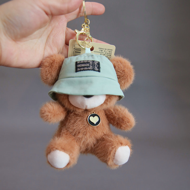 Cute Teddy Bear Plush Keychain with Hat – Kawaii Soft Toy Keyring for Bags, Keys & Gifts