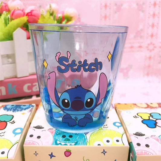 Kawaii Stitch Cartoon ABS Plastic Tumbler Cup – Cute Disney Style Drinkware | Lightweight Unbreakable Cup | Aesthetic Coffee Juice Milk Cup | Gift for Kids & Girls
