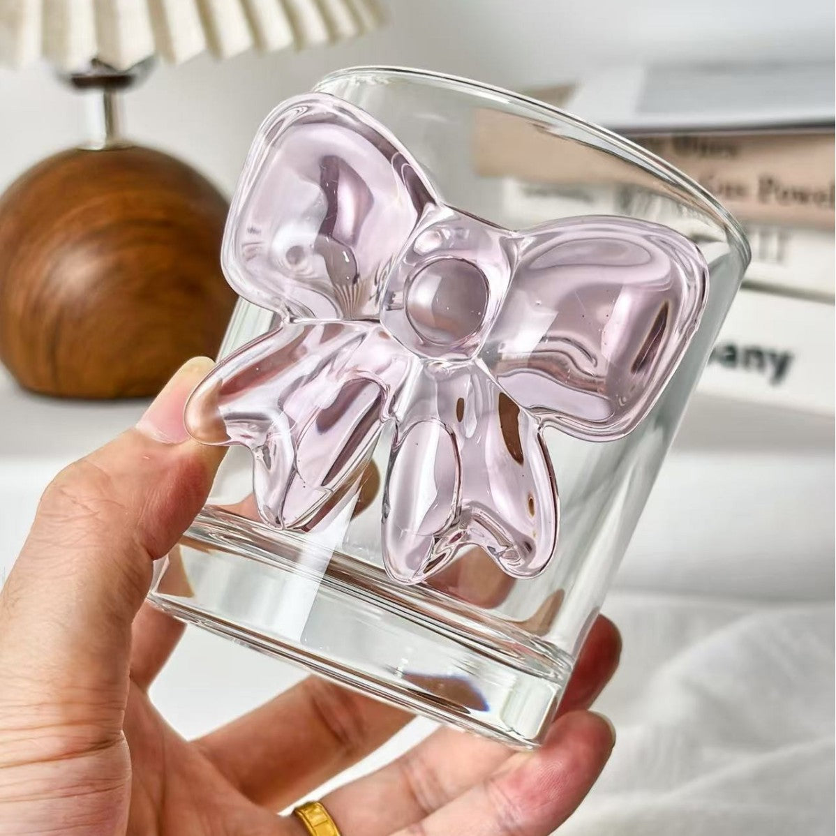 Kawaii Pink Bow Glass Cup – Cute 3D Bow Drinking Glass for Milk, Coffee, Juice & Aesthetic Home Décor