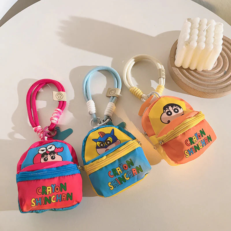 Crayon Shinchan Mini Coin Purse with Keychain – Cute Cartoon Zipper Pouch for Kids & Anime Fans
