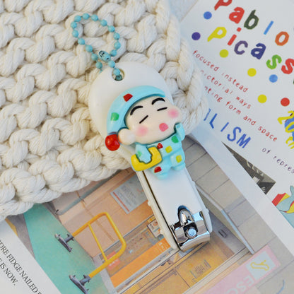 Shinchan Cute Cartoon Nail Clipper Set of 4 with Keychain | Kawaii Shinchan Mini Nail Cutter Set | Portable Travel Nail Clippers for Kids & Adults