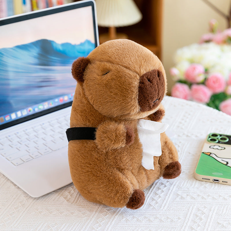 Cute Capybara Car Tissue Box Holder – Adorable Plush Tissue Dispenser for Car, Home & Office