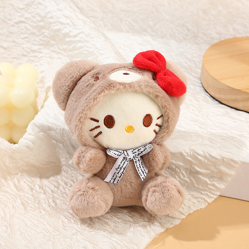 Kawaii Sanrio Bear Hoodie Plush Keychain – Cute Hello Kitty, My Melody & Cinnamoroll Soft Toy Bag Charm Keyring