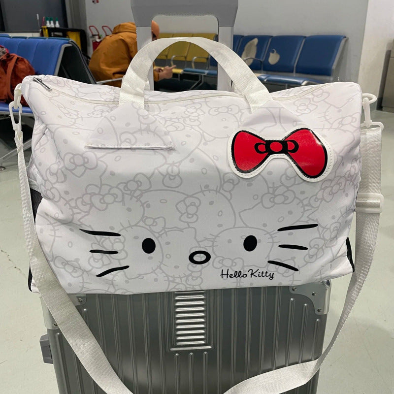 Hello Kitty Large Travel Duffle Bag with Trolley Sleeve | Cute Kawaii Weekend Bag, Gym Bag, Overnight Luggage for Girls & Women