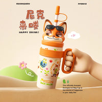 Zootopia Cute Character Sipper Water Bottle 800ml – Judy Hopps & Nick Wilde Kids Straw Bottle with Handle | BPA-Free Cartoon Water Bottle