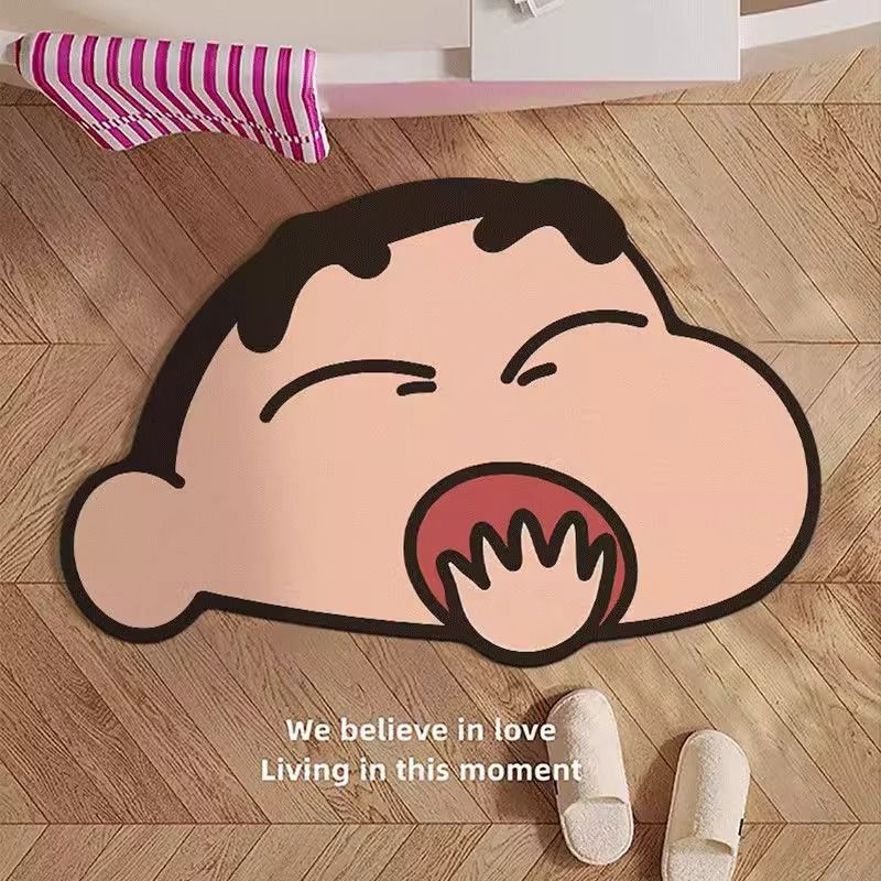 Crayon Shinchan Cartoon Floor Mat – Cute Anti-Slip Soft Bedroom & Bathroom Rug for Home Décor