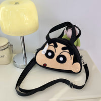 Cute Shinchan Face Plush Sling Bag for Girls – Kawaii Mini Shoulder Bag | Soft Anime Character Crossbody Handbag