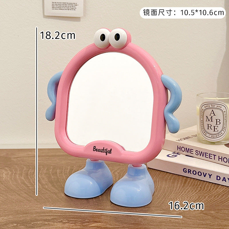 Cute Cartoon Standing Table Mirror with Legs – Kawaii Makeup Mirror for Desk | Aesthetic Vanity Mirror for Girls Room Decor