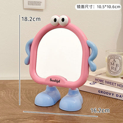 Cute Cartoon Standing Table Mirror with Legs – Kawaii Makeup Mirror for Desk | Aesthetic Vanity Mirror for Girls Room Decor