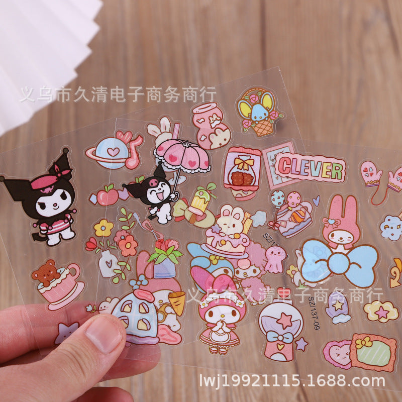 Sanrio Kawaii Sticker Pack Set (Pack of 6) – Cute My Melody, Kuromi & Pastel Decorative Scrapbook Stickers for Journaling, DIY Crafts, Laptop, Phone & Stationery