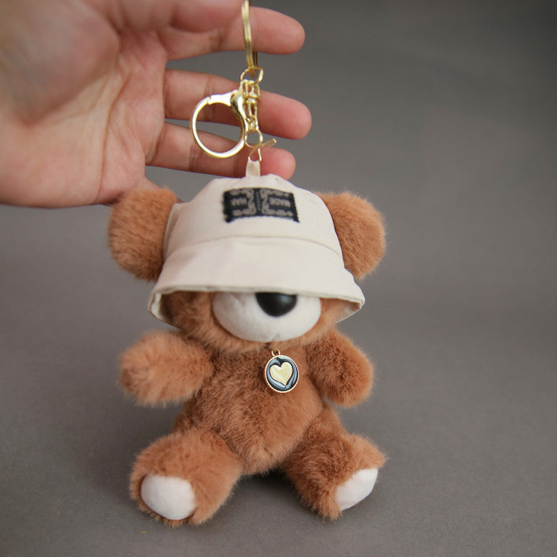 Cute Teddy Bear Plush Keychain with Hat – Kawaii Soft Toy Keyring for Bags, Keys & Gifts