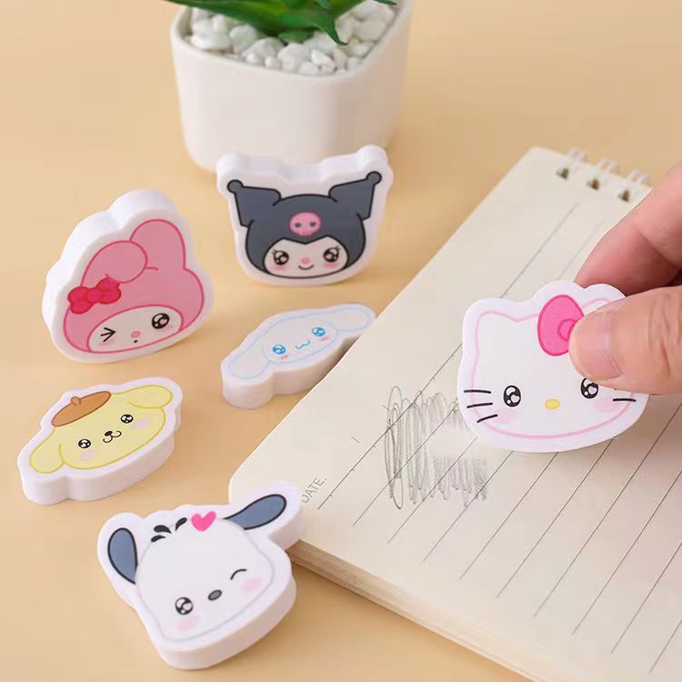 Kawaii Character Blind Pouch Eraser Set – pack of 5