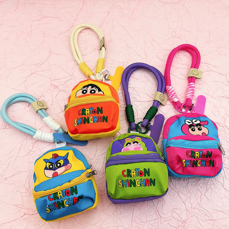 Crayon Shinchan Mini Coin Purse with Keychain – Cute Cartoon Zipper Pouch for Kids & Anime Fans