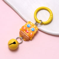Kawaii SpongeBob & Patrick Keychain Set (3PCS) – Cute Cartoon Bag Charms with Jingle Bells for Kids & Girls