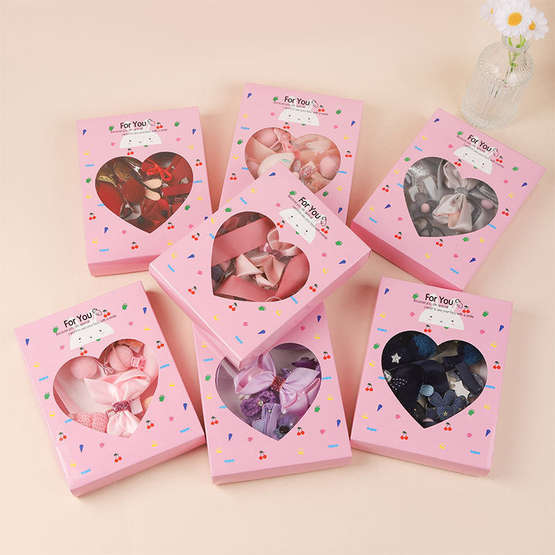 18-Piece Cute Hair Accessories Hamper for Girls | Bow Clips, Hair Bands & Pom Pom Clips | Kawaii Kids Hair Accessories Gift Set