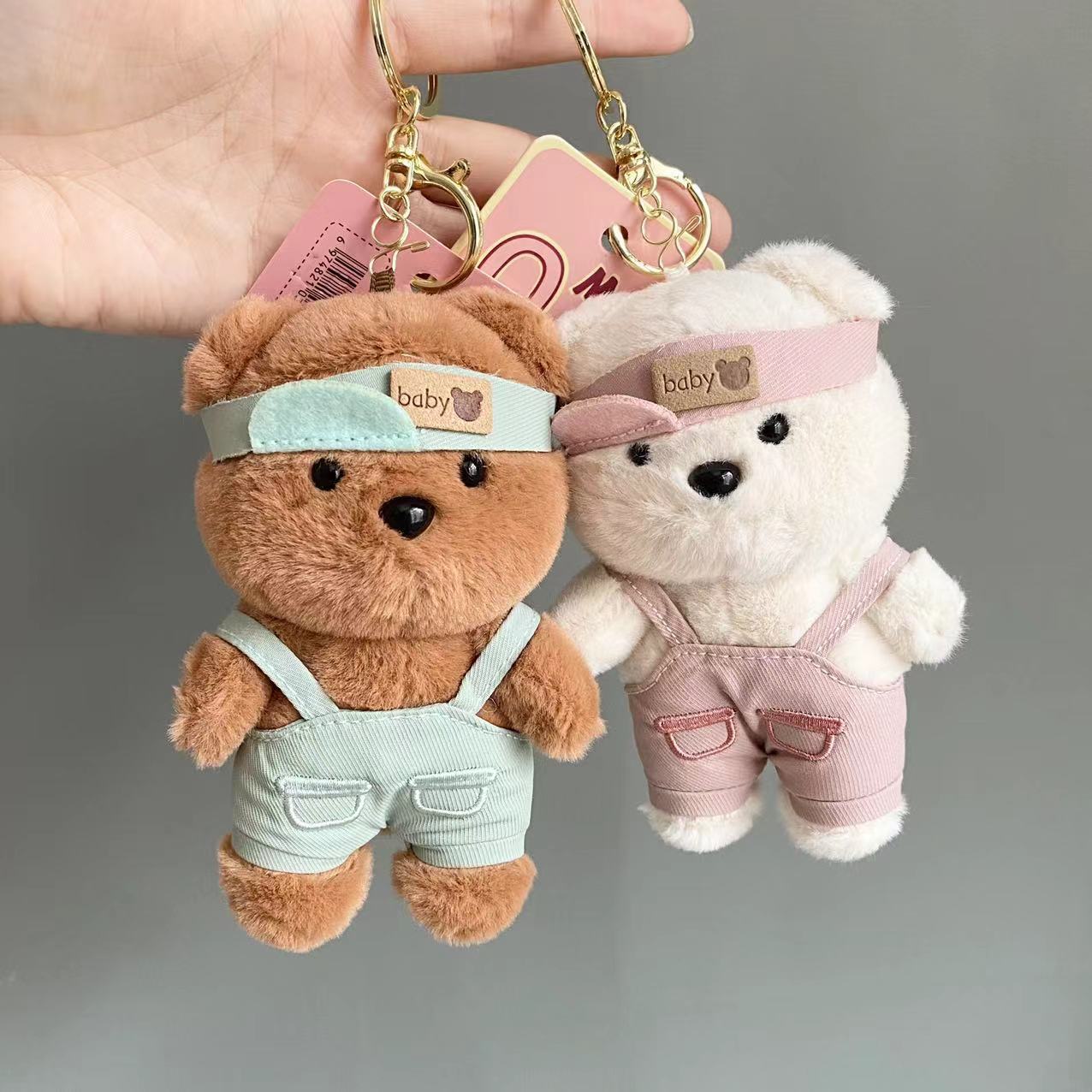 Cute Teddy Bear Plush Keychain – Soft Mini Bear Bag Charm | Kawaii Plush Key Holder for Girls