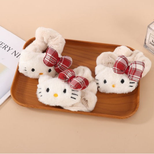 Hello Kitty Plush Hair Rope / Cute Kawaii Hair Tie for Girls – Soft Fluffy Cartoon Ponytail Holder