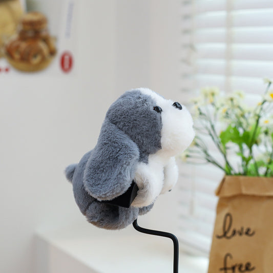 Kawaii Grey & White Puppy Plush Toy – Cute Fluffy Dog Soft Toy for Kids, Girls, Dog Lovers & Gifting