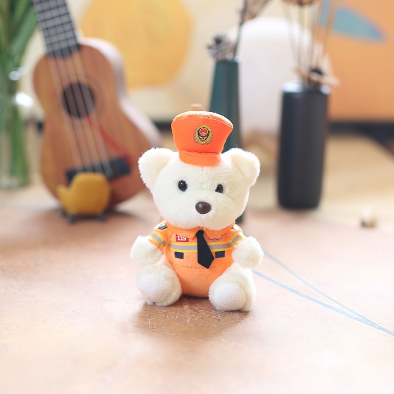 Kawaii Uniform Teddy Bear Keychain – Police & Firefighter Edition (One Piece)