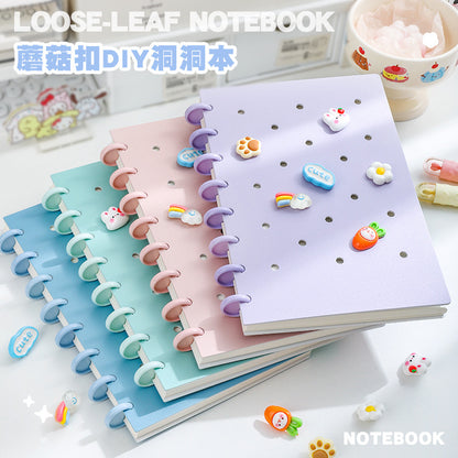 Kawaii DIY Loose-Leaf Notebook Binder – Cute Disc Bound Aesthetic Planner Journal with Decorative Charms