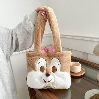 Cute Bunny Plush Tote Bag for Girls | Kawaii Soft Fur Handbag | Cartoon Rabbit Shoulder Bag | Aesthetic Korean Style Tote Purse