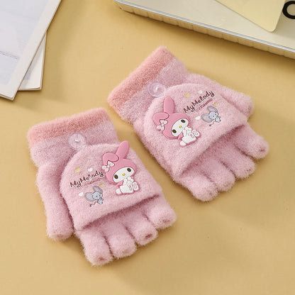 Kawaii Winter Cartoon Kids Convertible Mittens | Cute Sanrio Flip Gloves for Boys & Girls