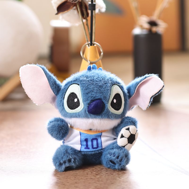 Kawaii Sports Alien Plush Keychain Toy – Mini Blue Cute Stuffed Doll Bag Charm | Basketball & Football Variants (14.5cm)