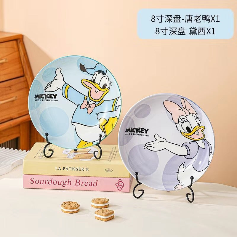 Disney Mickey Mouse & Friends Cartoon Printed Snack Plate – Kids Plastic Dinner Plate | Cute Minnie Mouse, Donald Duck, Daisy Plate | Single Piece Kawaii Tableware
