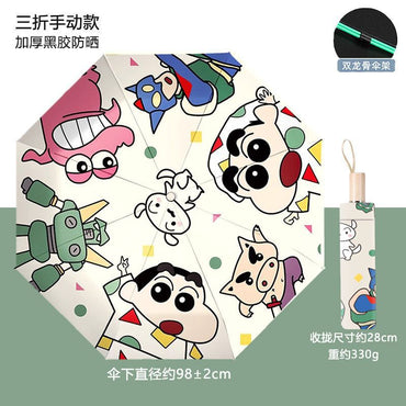 Shinchan Cartoon Folding Umbrella – Cute Anime UV Protection Umbrella for Kids & Adults | Portable Windproof Sun & Rain Umbrella