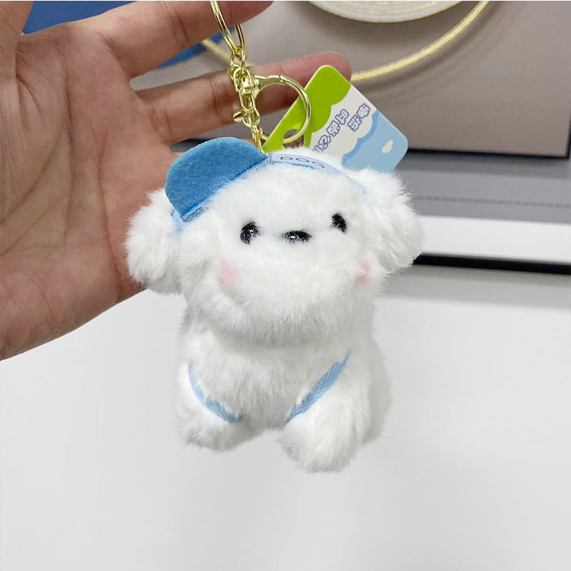Kawaii Feel Dog Plush Keychain | Cute Fluffy Puppy Bag Charm | Soft Anime Aesthetic Keyring for Girls