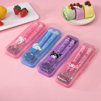 Sanrio Cute Cutlery Set with Case | Hello Kitty, Cinnamoroll, Kuromi & My Melody Fork & Spoon Set