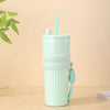 Gradient Frosted Straw Tumbler with Handle Strap – 710 ml Large Capacity Insulated Cup | Leak-Proof Travel Mug for Hot & Cold Drinks