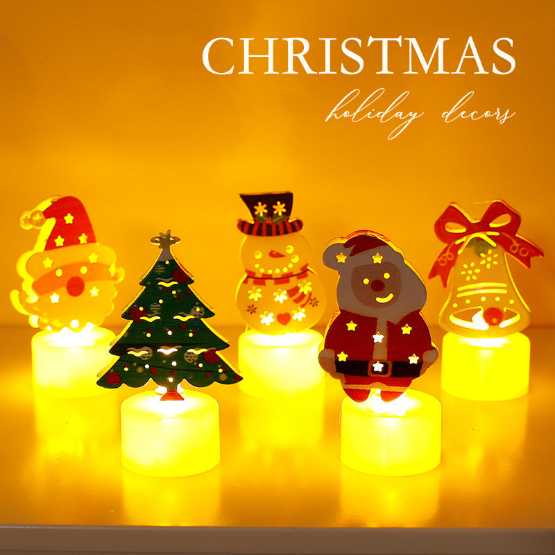 Christmas Theme LED Mini Candle Set (Pack of 5) – Santa, Snowman, Tree, Bell & Bear Décor Lights