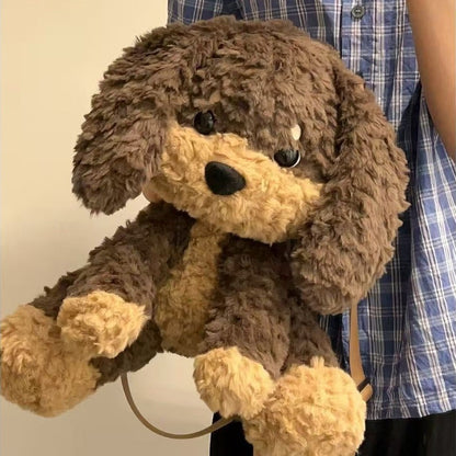 Kawaii Cute Plush Puppy Backpack Bag – Soft Teddy Dog Shoulder Bag for Girls & Kids | Kawaii Plush Animal Backpack Purse