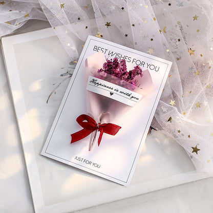 3D Mini Flower Bouquet Greeting Card – Handmade Dried Flower Pop-Up Card | Romantic Rose & Sunflower Gift Card | Birthday, Anniversary, Valentine & Thank You Card