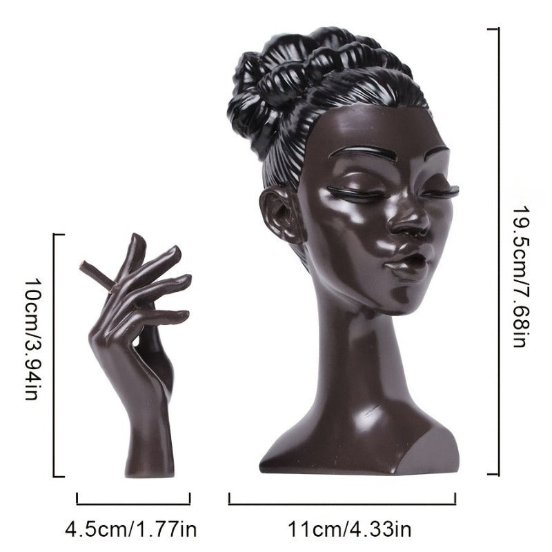 Elegant Lady Face Incense Burner Set with Hand Holder – Modern Resin Smoke Backflow Incense Burner Statue | Aesthetic Home Decor & Meditation Aromatherapy Showpiece