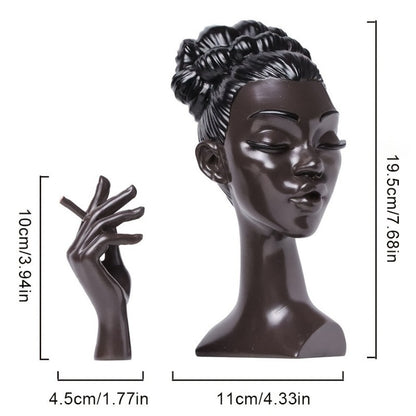 Elegant Lady Face Incense Burner Set with Hand Holder – Modern Resin Smoke Backflow Incense Burner Statue | Aesthetic Home Decor & Meditation Aromatherapy Showpiece