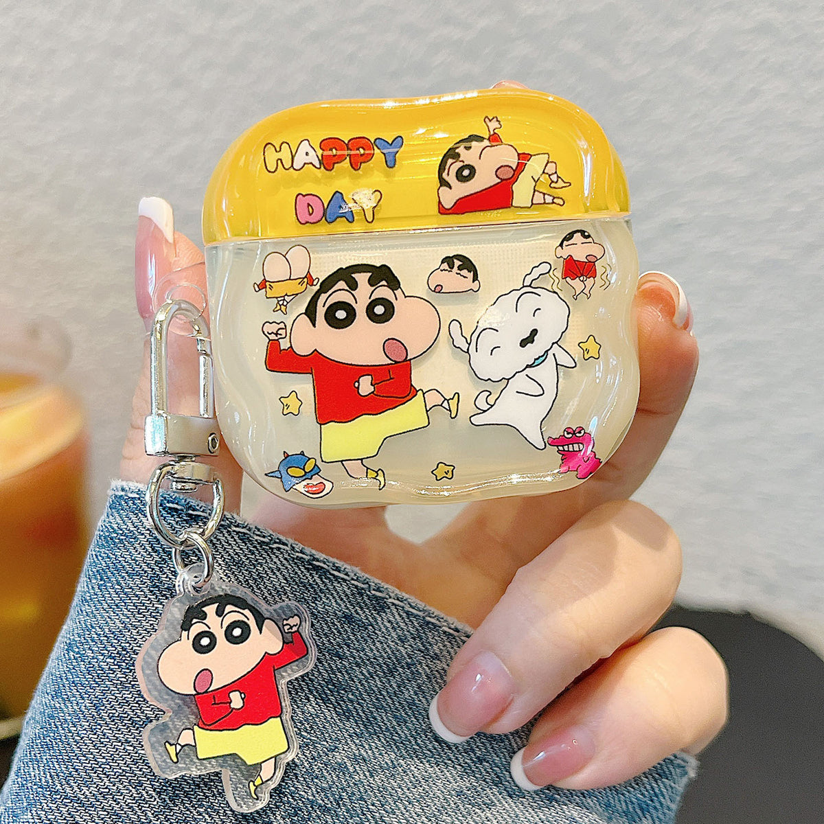 Shinchan AirPods Case with Keychain | Cute Cartoon Transparent Protective Cover for AirPods Pro 2 & Compatible Models