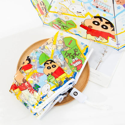 Shinchan Transparent Kids Umbrella – Cute Cartoon Folding Rain Umbrella for Boys & Girls | Lightweight Portable Anime Umbrella