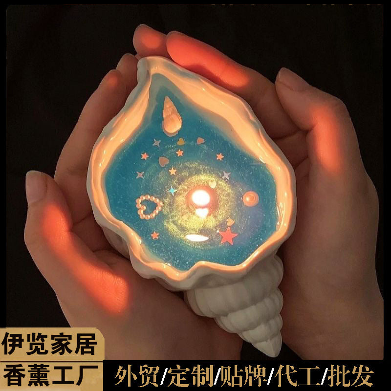 Aesthetic Seashell Scented Candle for Room Decor | Handmade Decorative Aromatherapy Candle Gift