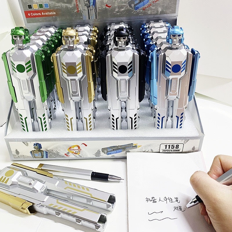 Transformer Robot Pen Stand with 2 Ball Pens | Action Figure Desk Organizer for Kids & Gift Item