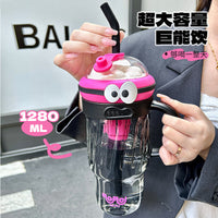 Kawaii Eyes Large Capacity Straw Bottle – 1200ml