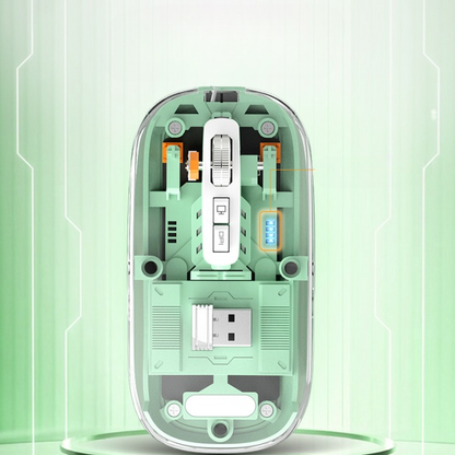 Transparent Shell T900 Wireless Rechargeable Mouse – Type-C Charging, Tri-Mode Connectivity & 4-Level Adjustable DPI