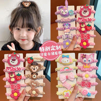 Cute Kawaii Cartoon Hair Accessories Set for Girls – Soft Elastic Hair Ties, Bow & Flower Ponytail Bands